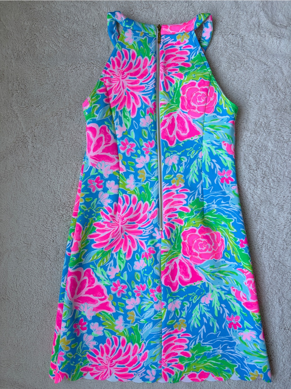 Lilly Pulizter Girls Floral Halter Dress - Pink & Blue Size 14 - Picture 4 of 8